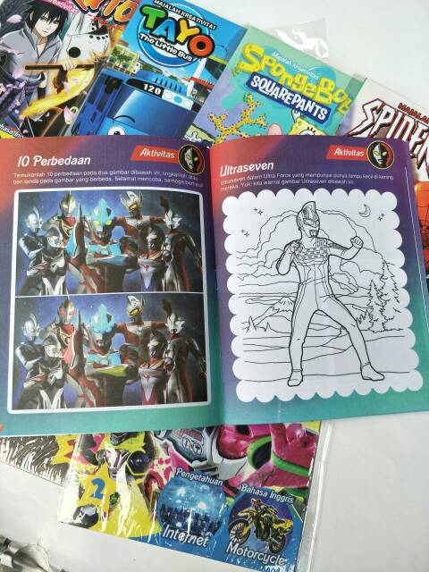 Buku Anak Laki / majalah aktivitas  6Buku Ultraman Cars Avenger dkk Campur