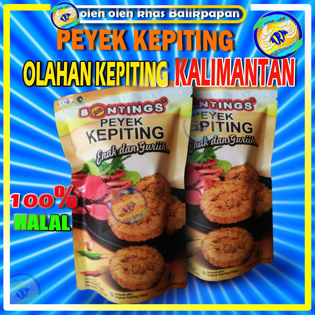 

peyek rempeyek snack cemilan kerupuk rendah kalori kepiting khas balikpapan olahan seafood