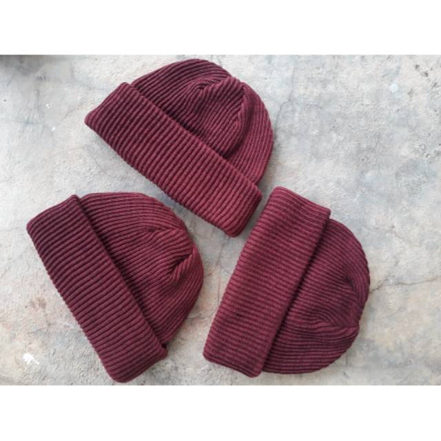 JUAL SHORT BEANIE HAT SKATE SERIES MAROON KUPLUK