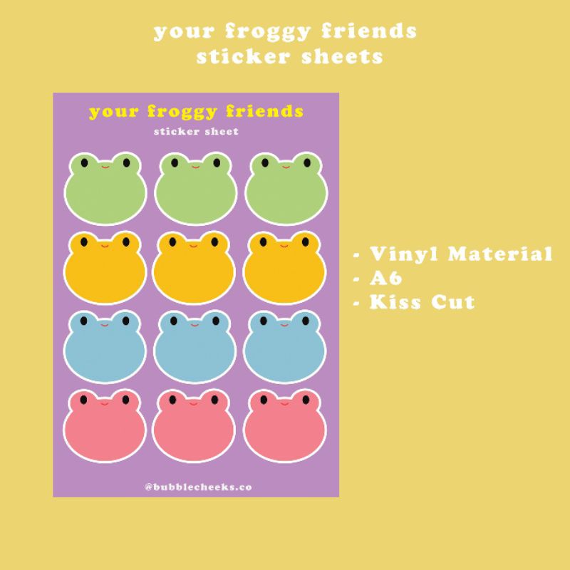 

BUBBLECHEEKS.CO your froggy friends sticker sheets