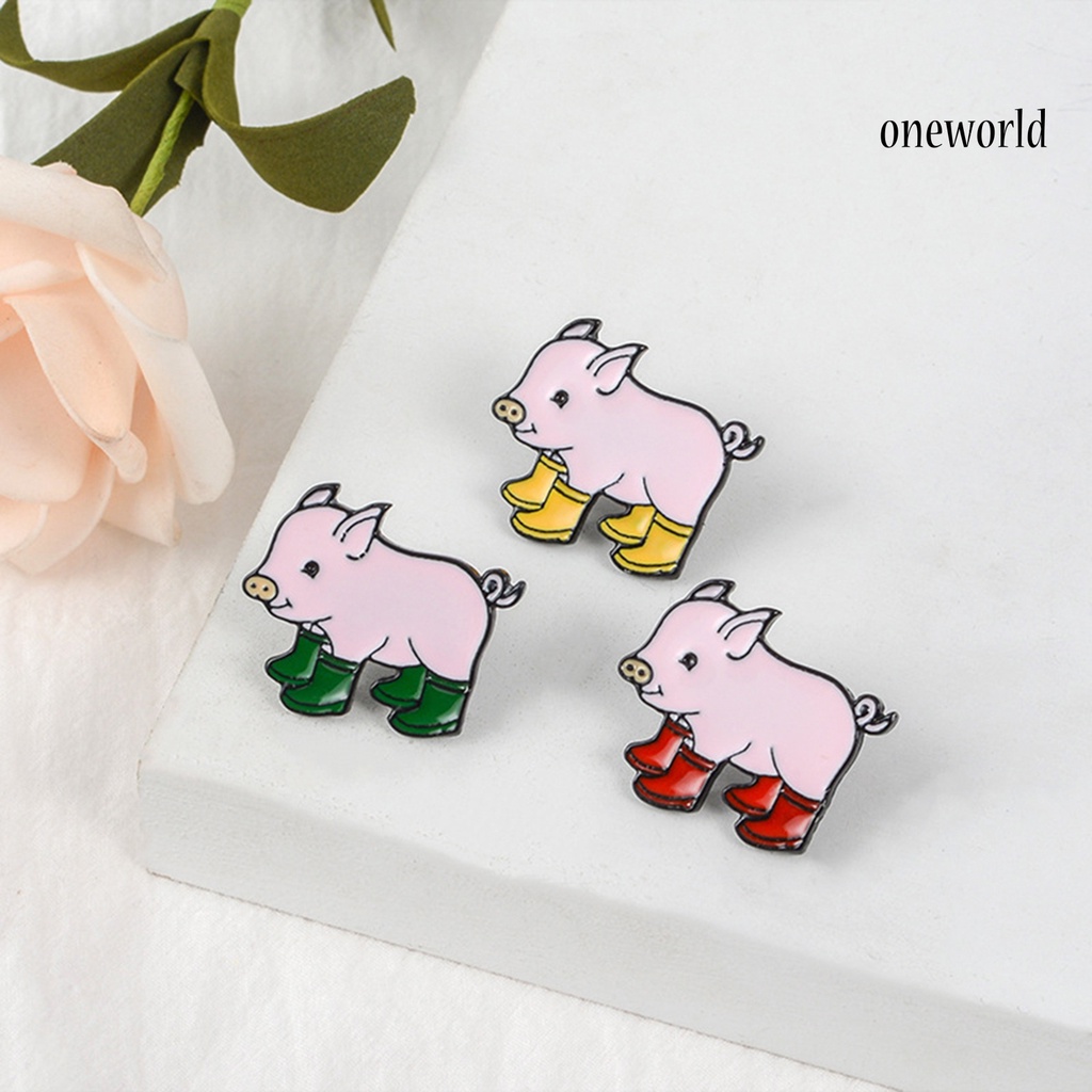 OW@ Lapel Brooch Cute Pig Shapes Alloy Unisex Collar Brooch for Gifts