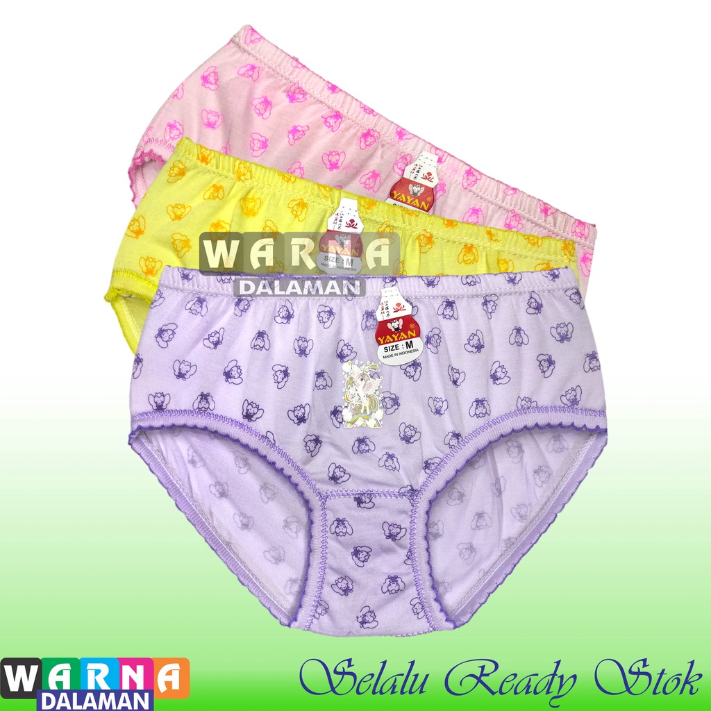 3 Pcs Celana Dalam Anak Perempuan Gambar Motif Kancut Cewek Multiwarna | WARNA DALAMAN