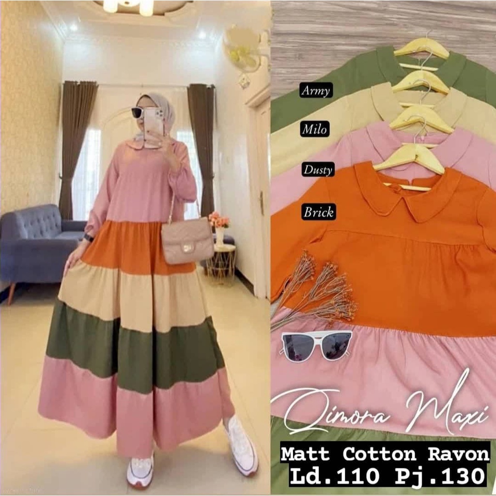 QIMORA MAXI BL KAIN KATUN RAYON KANCING BELAKANG Dapat GAMIS WANITA ( TIDAK TERMASUK HIJAB ) Produk Best Seller High Recommended