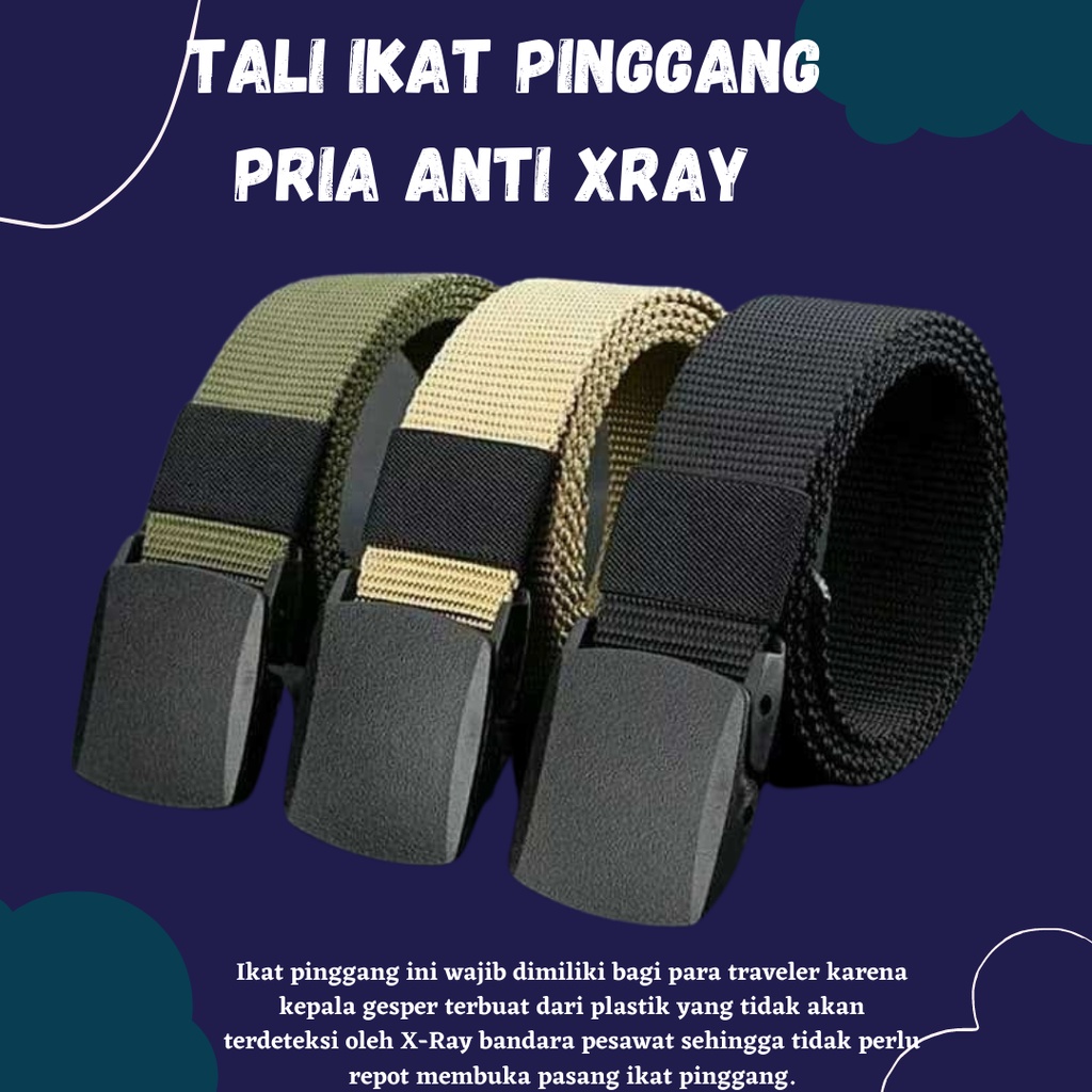 Rhodey Tali Ikat Pinggang Pria Anti Xray Plastik Automatic Buckle 899 Warna Coklat Hitam Army