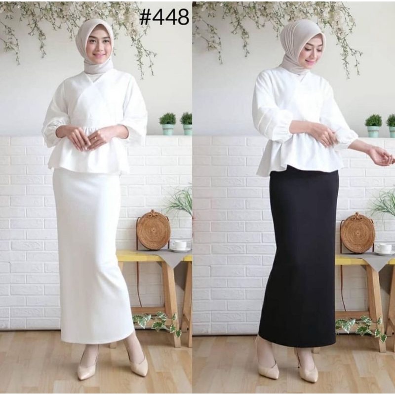 Rok Span Scuba Skirt Panjang High Waist Pakaian Kantor Wanita Kekinian Terlaris Termurah