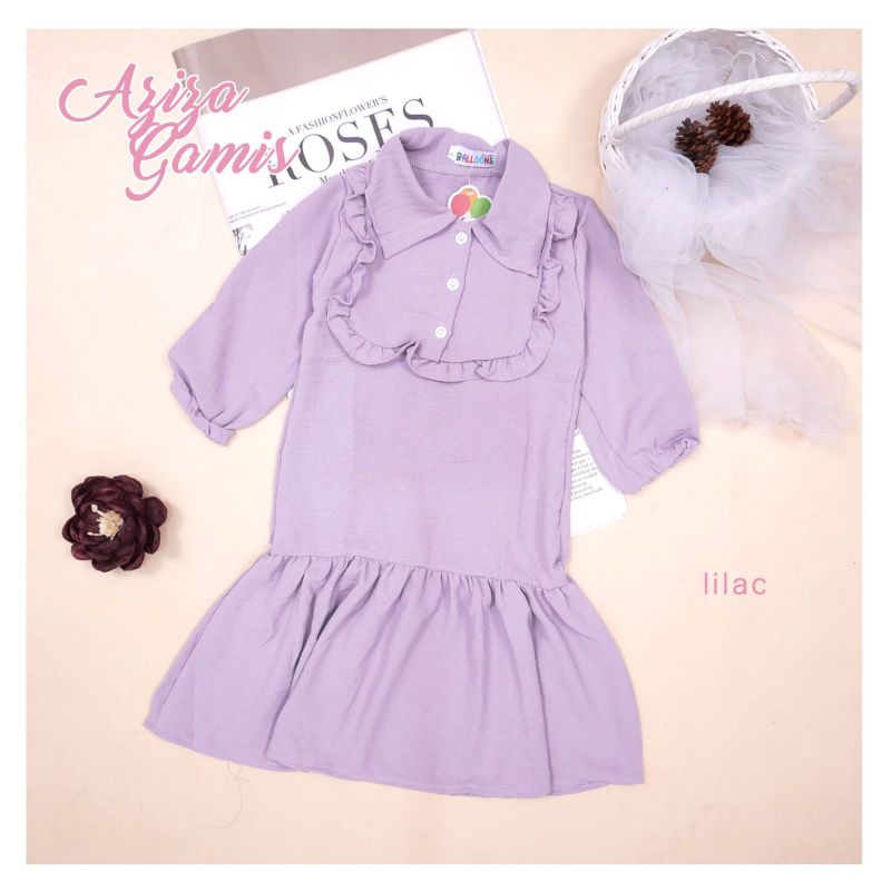 Gamis / Long Dress Anak Perempuan Bahan Crinkle Premium Model Rempel Lucu Murah Usia 1-8 Tahun - Gamis Aziza