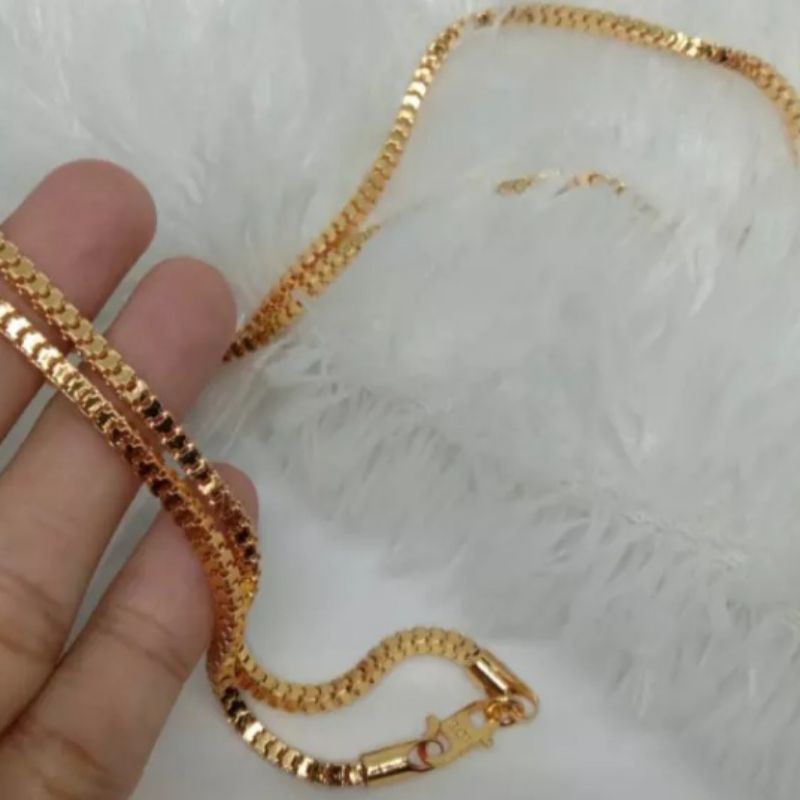 Kalung Milano Kaca Titanium Gold Lapis Emas 24k Anti Luntur