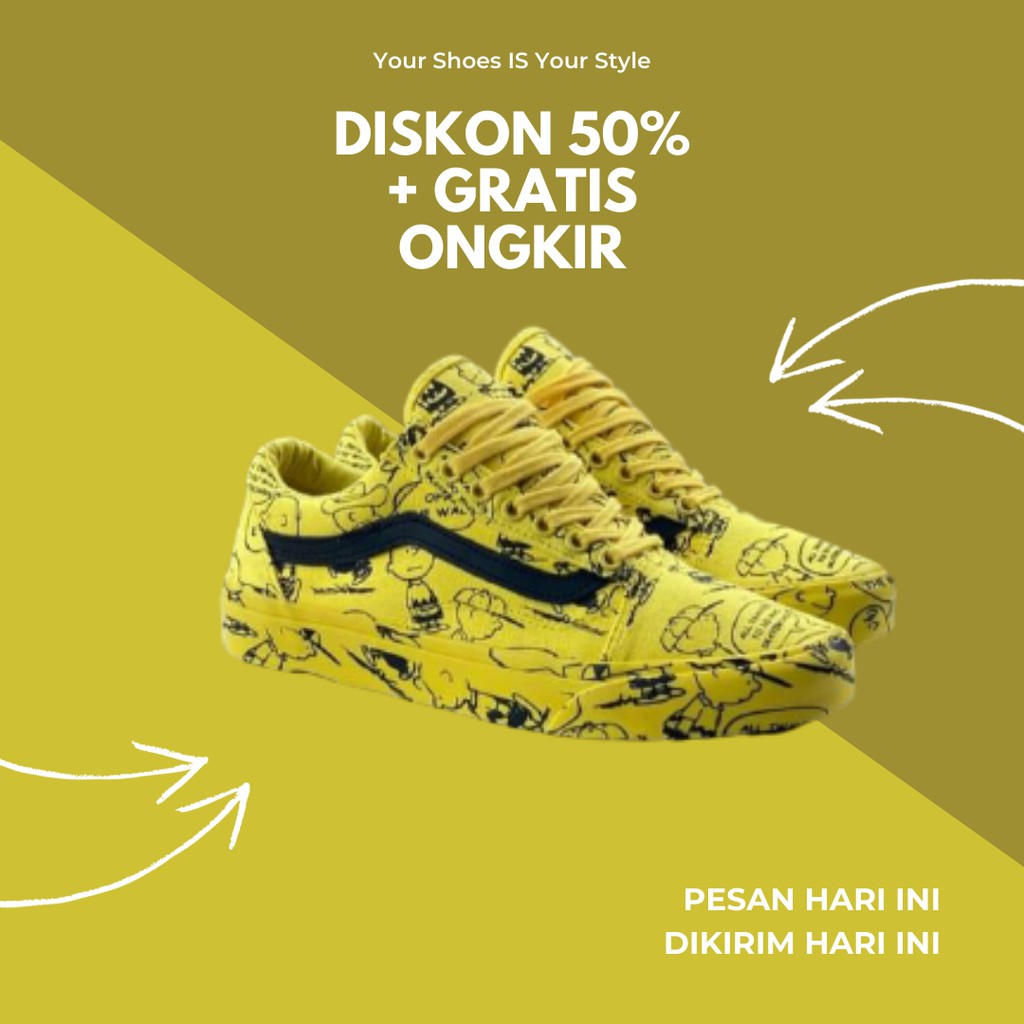 (BISA COD) VANS OLDSKOOL PEANUT VHARLI BROWN MAIZE / SEPATU VANS OLDSKOOL KUNING