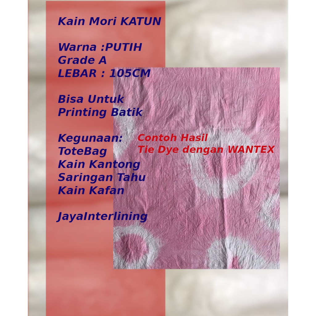 Kain Mori Katun  Kain Batik Kain Kantong Kain Kafan Putih Lebar 105CM