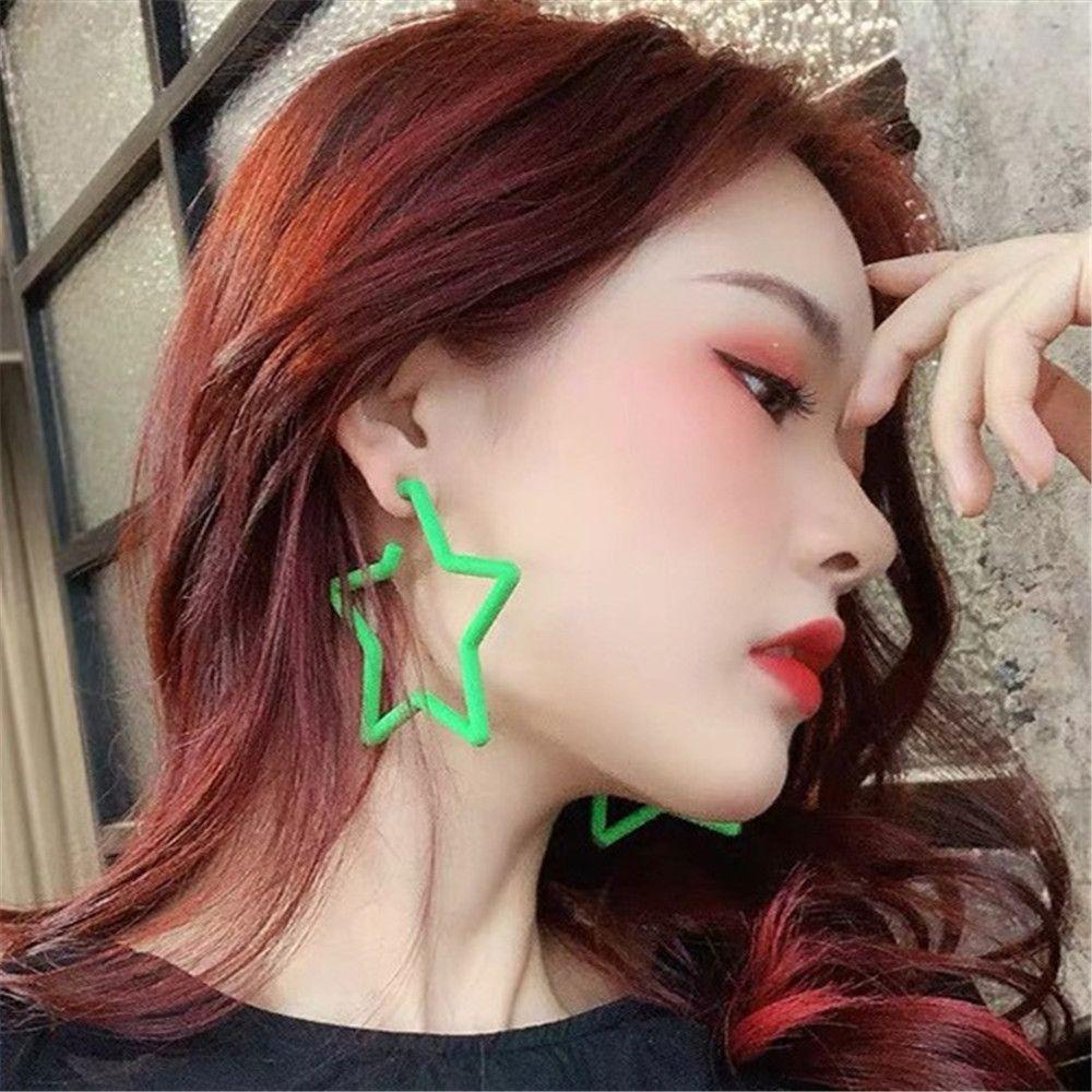 Lily Geometris Anting Aksesoris Kepribadian Fashion Fluorescence Terang