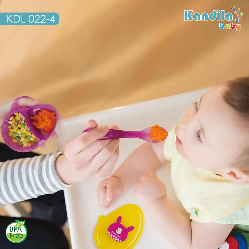 KANDILA BABY  FEEDING BOWL + SPOON SET / KDL 022-4 / Tempat Makanan Bayi Mangkuk Sendok