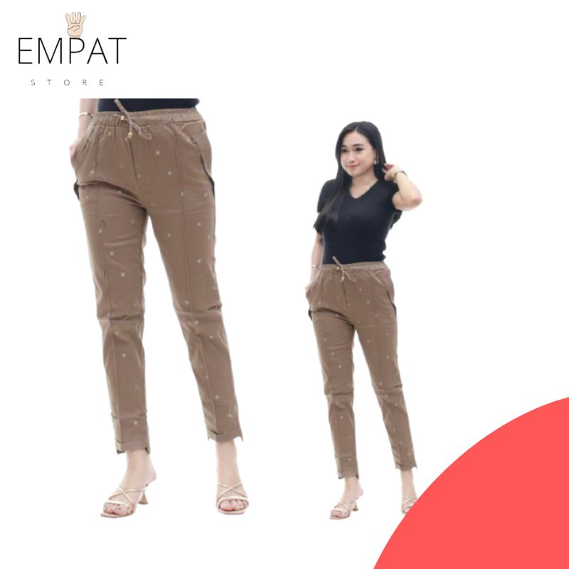 Celana Wanita Baggy Pants Bahan Twill Streat Mulur