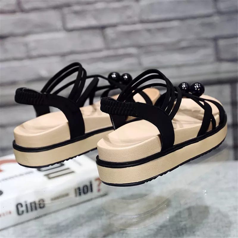 Wedges Sandal Mutiara Black / Sandal Wanita Korea Style RS 013