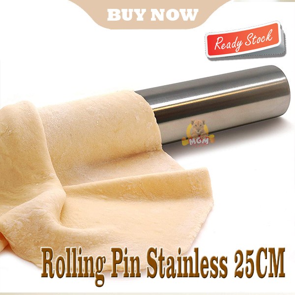 Gilingan adonan stainless Rolling pin Stainless ukuran 25CM