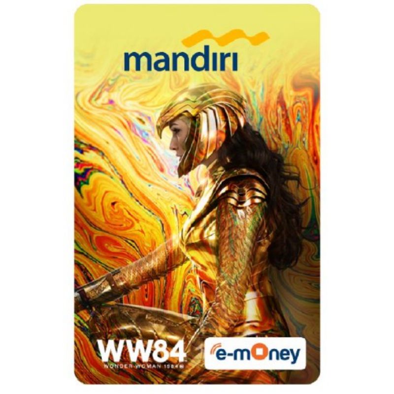 Mandiri eMoney Wonder Woman /Wonderwoman 84 - Gold Armor Yellow ORI /Like eTOLL Tapcash Flazz or Brizzi