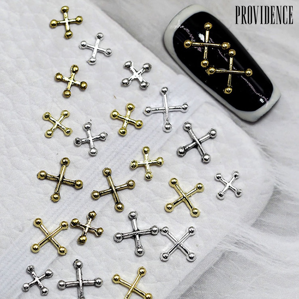 Providence 10Pcs / Set Stiker Kuku Motif Salib 3D Bahan Zinc Alloy Untuk Dekorasi Nail Art / Manicure