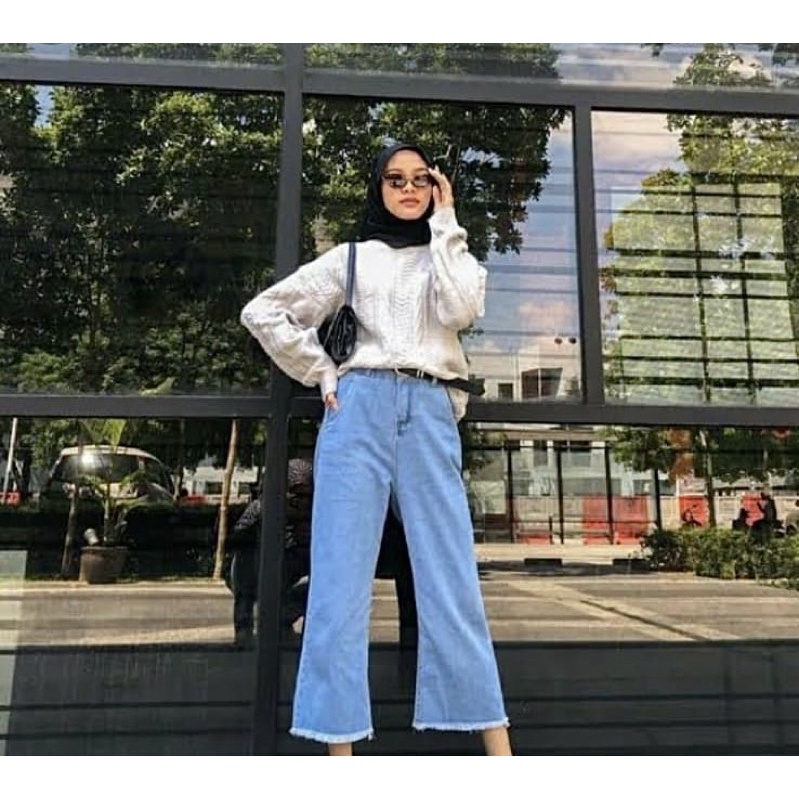 Highwaist Kulot Jeans wanita Rawis