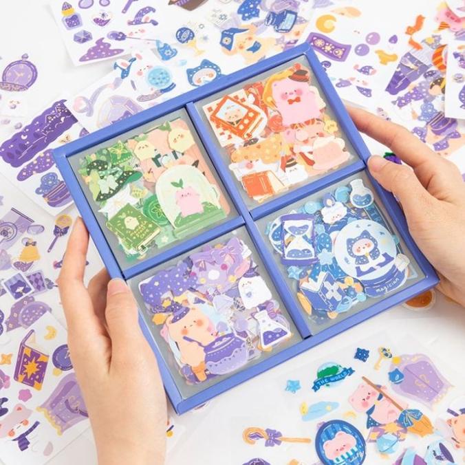 

(BISA COD) 100Pcs Magic Animals Stickers Deco Bujo Hewan Penyihir Witch Cat Bear BOOM SALE Kode 1343