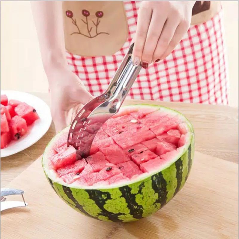 hokkiterus21 Pisau buah semangka melon  stainless steel anti karat pakingan dus watermelon cutter