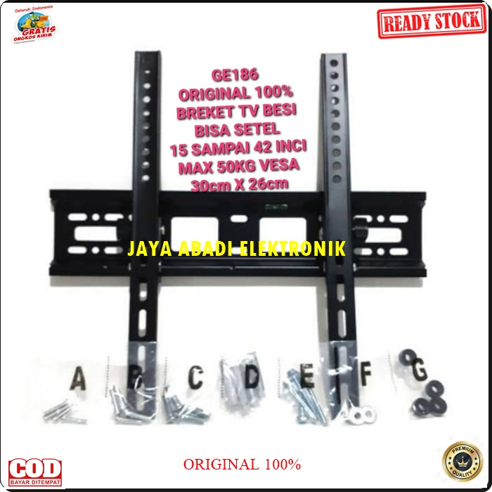 G186 ORIGINAL 22 - 42 BRACKET TV TEMBOK DINDING BREKET TELEVISI LED LCD UNIVERSAL PENGAMAN GANTUNGAN PENOPANG FLEXSIBEL STAND FULL PLAT BESI FLEXSIBLE HOLDER TEMPAT GANTUNG TIANG PPENYANGGA TIANG PEGANGAN WAL MOUNT DINDING MULTI WALL G186  original breket