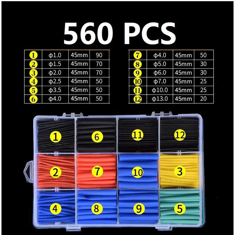 560pcs Isolasi Bakar Kabel / Heat Shrink Kabel / Shrink Tube/ Selongsongbakar