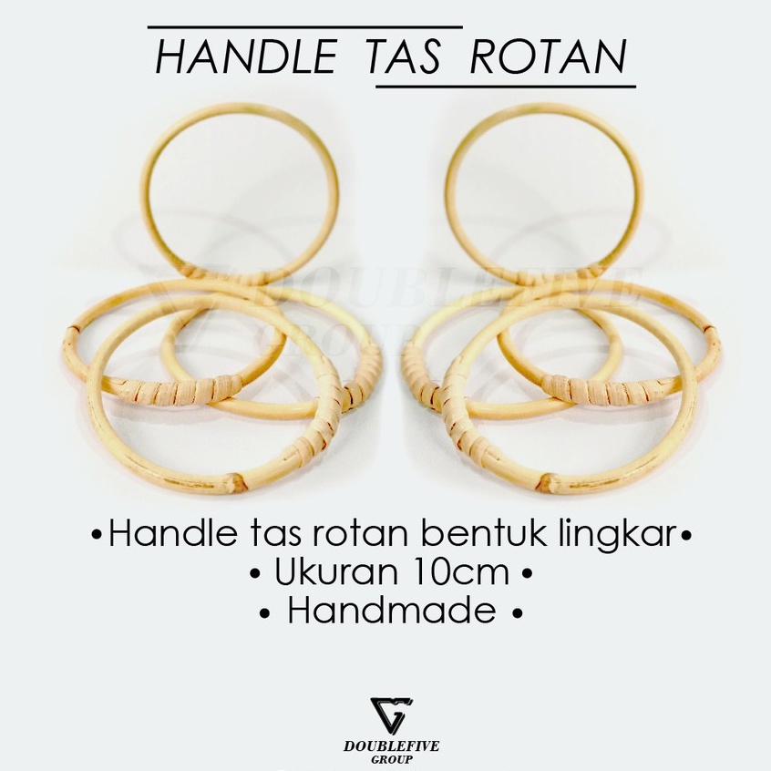 Handel jinjingan tas rotan 9cm,handle ring rotan