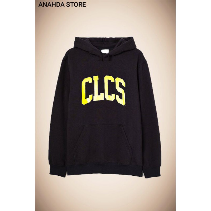 sweater celciu hoodie hitam D1053 sablon clcs kuning ready