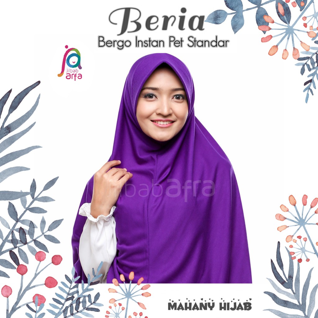 Jilbab Afra Jilbabarfa Beria Bergo kaos pet standar warna  Ungu Terong