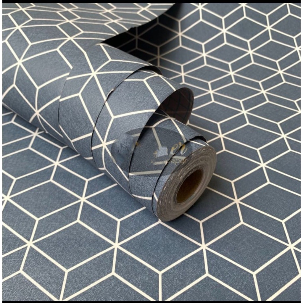 Wallpaper Dinding 3D Abu Abu Silver  || Wallpaper Dinding Kamar Tidur Biru 3D | Wallpaper Kream Tralis 3D-5