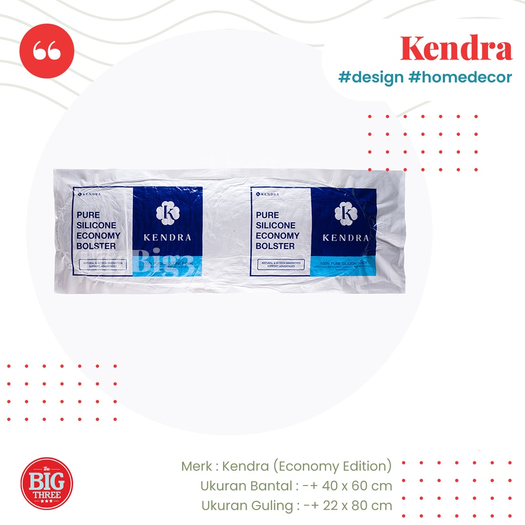 KENDRA ECONOMY - PAKET Bantal + Guling Silikon - Soft Pillow Bolster Super grade AAA - kepala Tidur