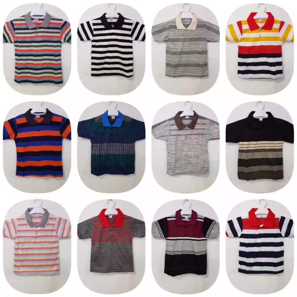 Kaos Kerah Anak Polo Salur Stripe Katun Premium