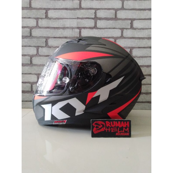 KYT Falcon 2 FR Radiant black doff redfluo original flat visor