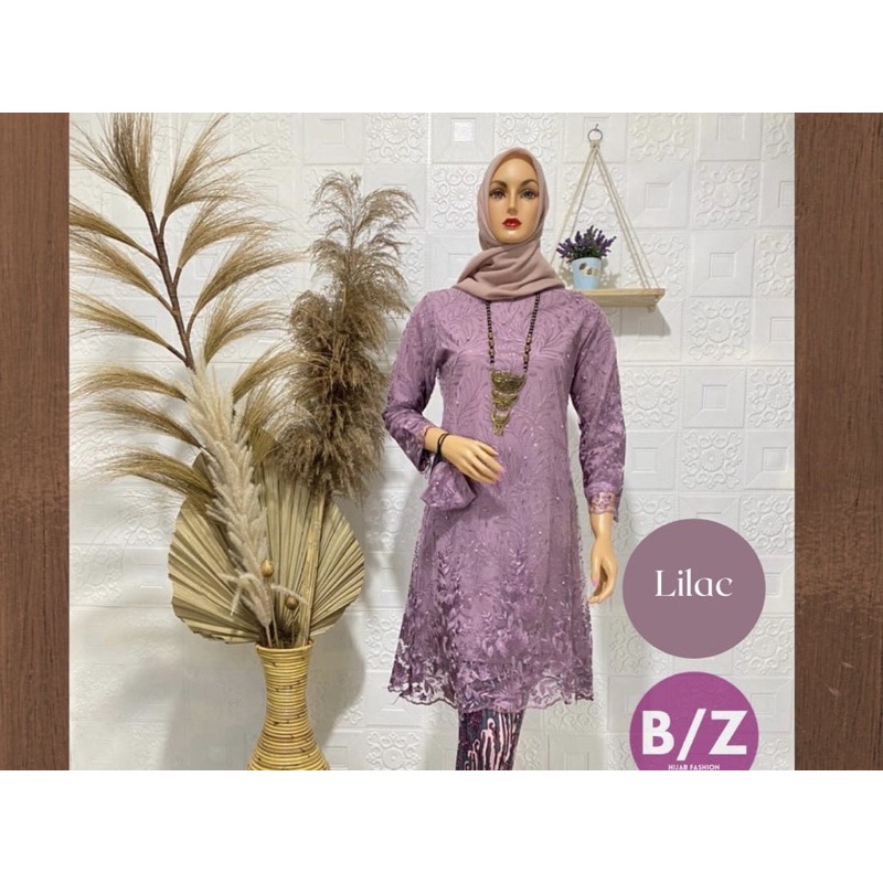 Cod/real pict stelan tunik padang/tunik modern/kebaya pesta/kebaya kondangan/kebaya wisuda-set lavender