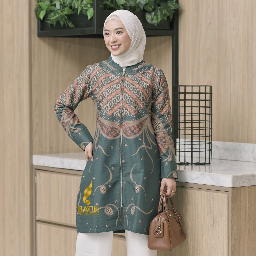 Batik Prabuseno - Ulfa Army Tunik Batik Wanita Lengan Panjang Atasan Tunik Wanita Katun Lapis Trikot