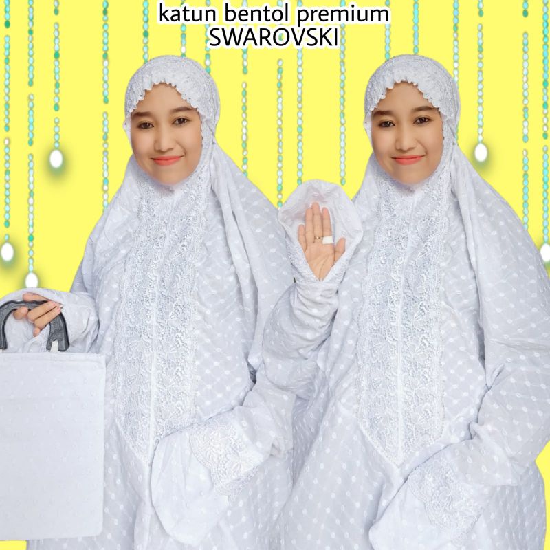 MUKENA KATUN BENTOL PREMIUM PUTIH/MUKENA TERUSAN