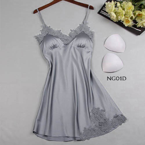 [STOK TERBATAS] LINGERIE SATIN BAJU TIDUR SEXY PIYAMA WANITA ABU-ABU NG01D