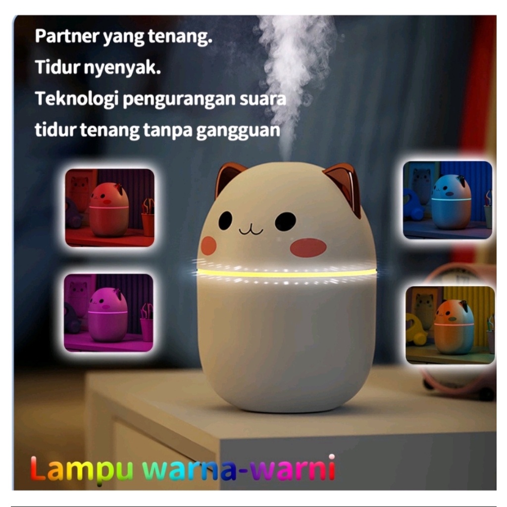 Humidifier Aromaterapi Mini 250ml Cute Bear ORI Pelembab Udara Semprotan Besar
