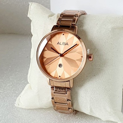 Jam Tangan ALBA Gold Wanita Cewek Remaja Dewasa Anti Air Rantai Kecil Tanggal Aktif Analog L1180