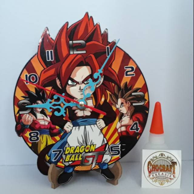 Jam meja bahan kayu mdf dragonball gt anime goku gohan laki perempuan kartun
