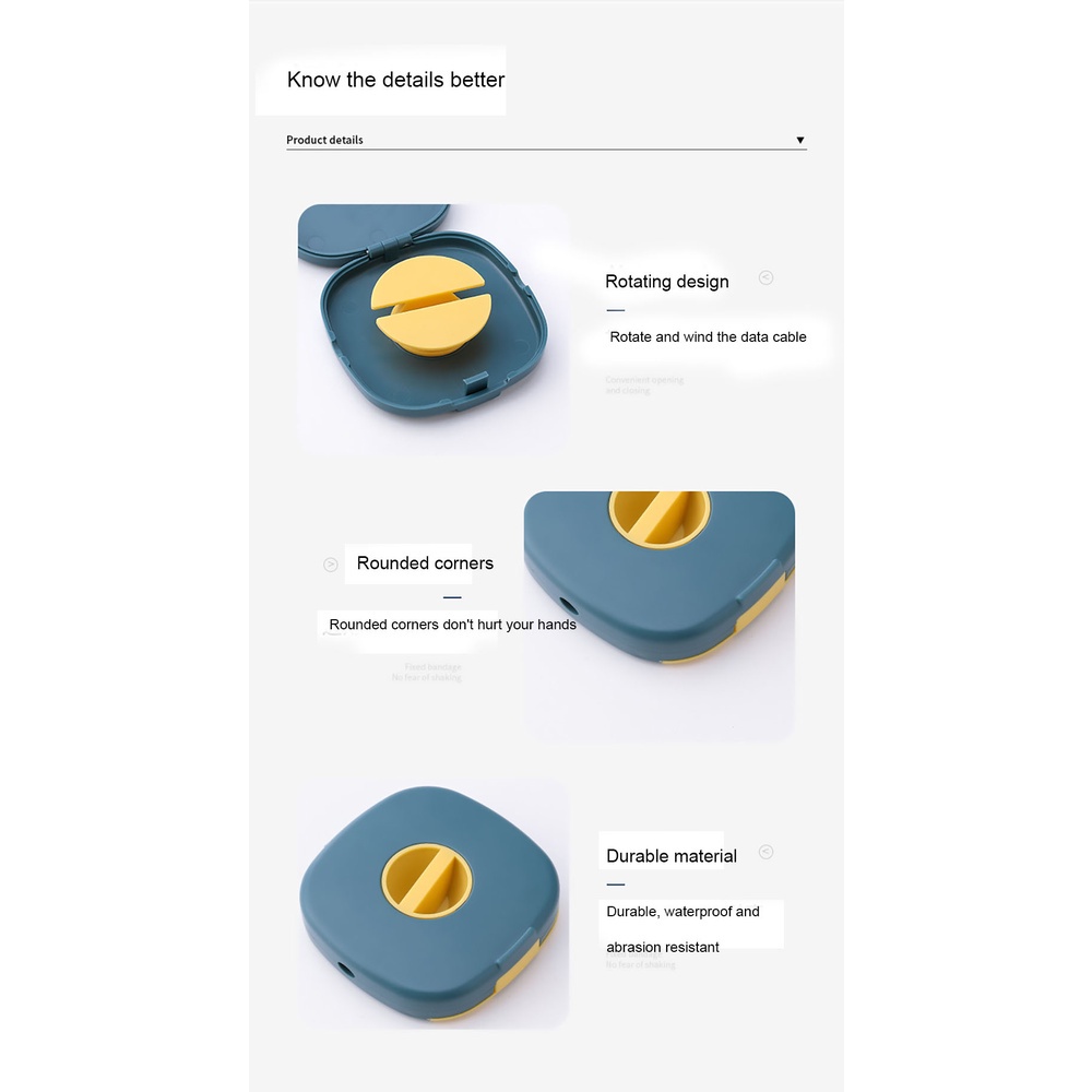 Kotak Penyimpanan Kabel Data / Charger / Earphone Portable Dapat Diputar