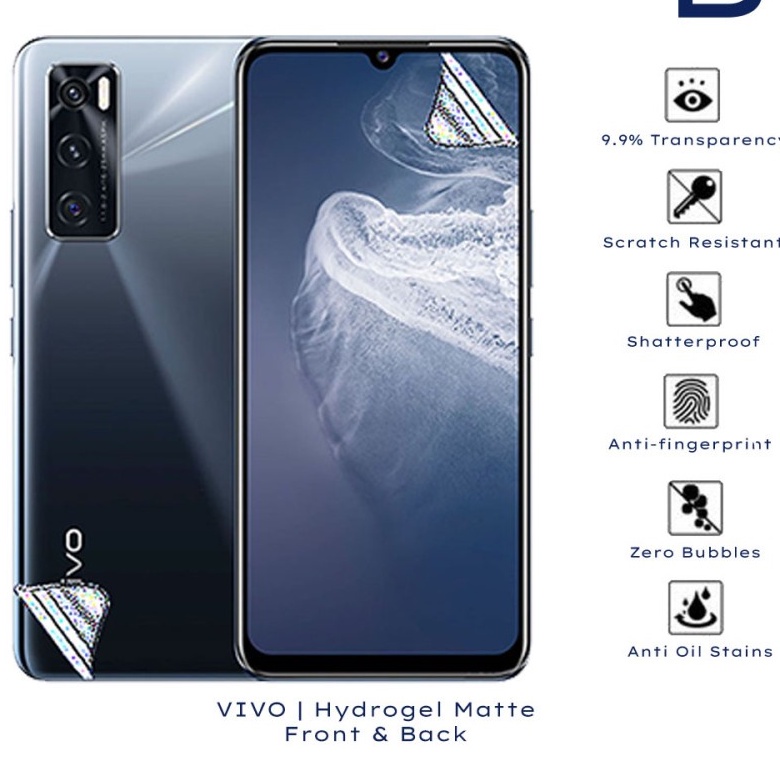 VIVO V23 5G V23e 5G V21 4G V21 5G V20 V20 2021 V20 SE V20SE ANTI GORES HYDROGEL MATTE ANTI MINYAK FULL SET BAGIAN DEPAN DAN BELAKANG SCREEN GUARD GEL GLARE PELINDUNG LAYAR V23 E