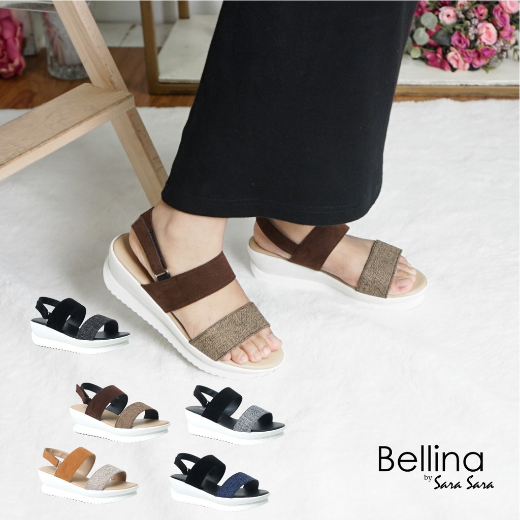 Sandal wanita wedges Sara Sara BELLINA sendal  tali warna warni sandal tinggi casual terbaru