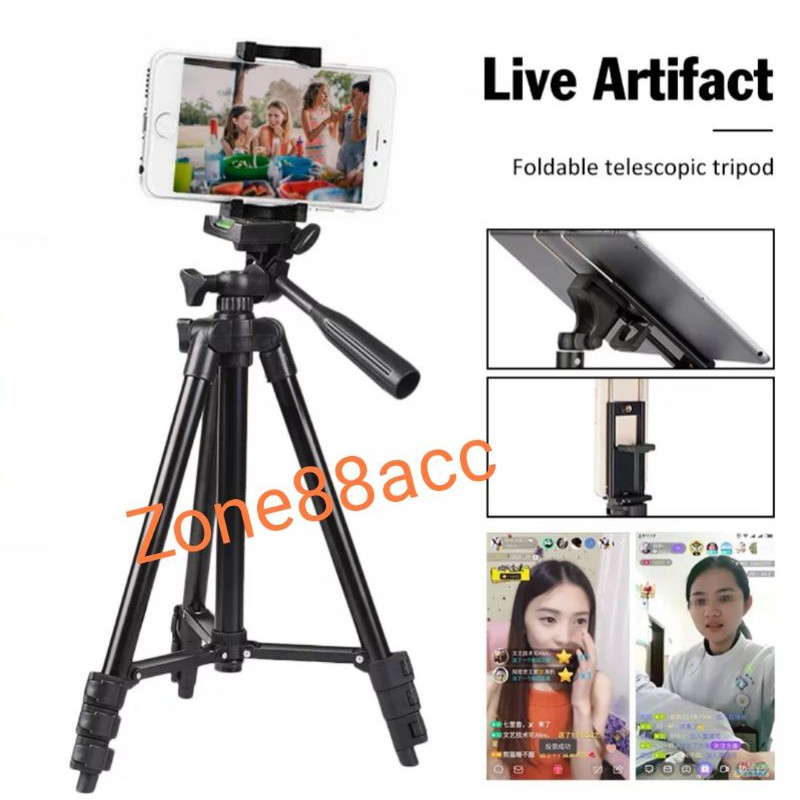 Tripod Kamera / Tripod Handphone / Tripod Hp / Tripod Camera Kaki Universal Free Holder U dan Tas Tongsi holder stand standing dudukan handphone hp kameras