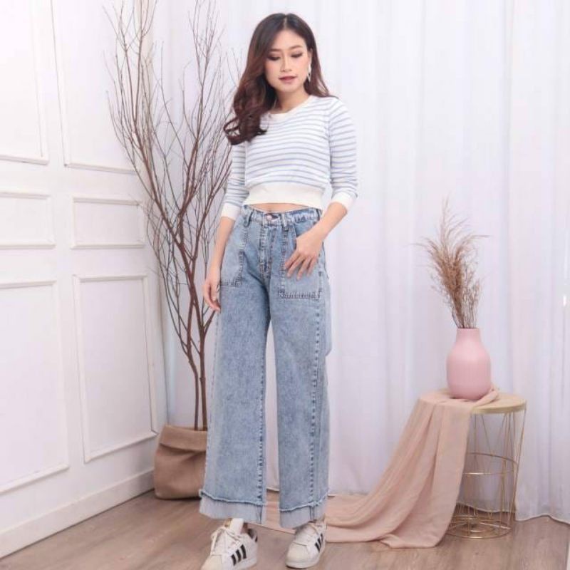 khalista kulot jeans wash celana jeans wanita