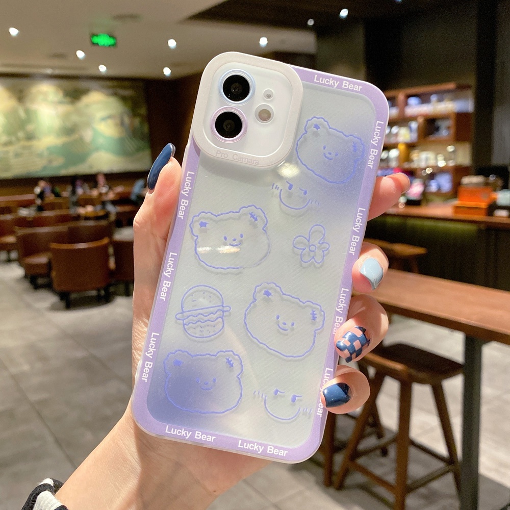 Soft Case TPU Shockproof Motif Kartun Beruang Untuk iPhone 13 Pro Max 11 12 Pro X XS Max 7 8 Plus SE 2020