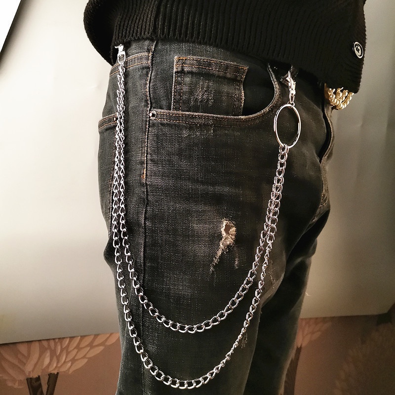 Kalung Rantai Banyak Lapis Bahan Metal Gaya Hip Hop Punk Untuk Pria