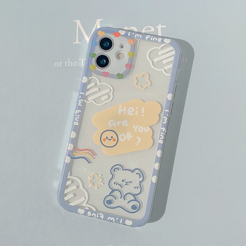 IPHONE Casing Ponsel Transparan Motif Kartun Beruang Untuk Iphone7 8 PLUS X XR XS 11 12 13 14 MINI PRO MAX SE 2020