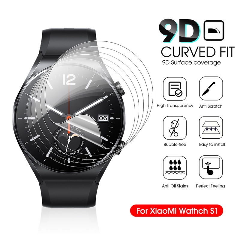 1 / 2pcs Film Hydrogel Pelindung Layar Smartwatch Xiaomi S1 Anti Debu / Sidik Jari 9D