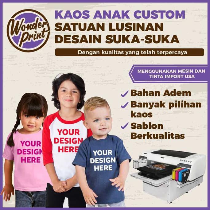 Custom Kaos Anak Satuan Jasa Sablon Raglan Ulang Tahun Foto
