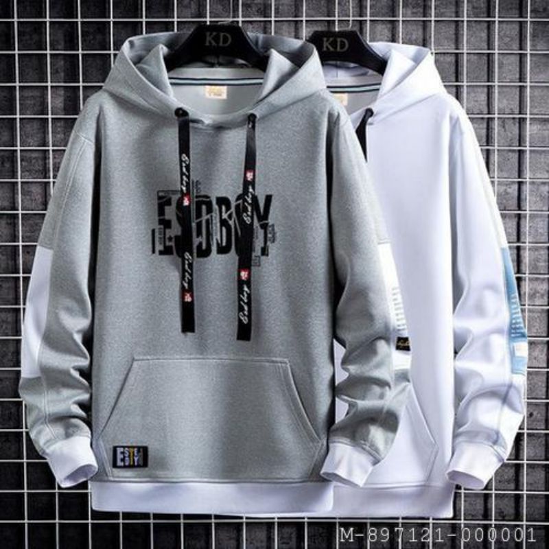 OUTERWEAR PRIA HOODIE ESOBOY VJAG-105 Variasi：hitam, putih , abu, biru, marun